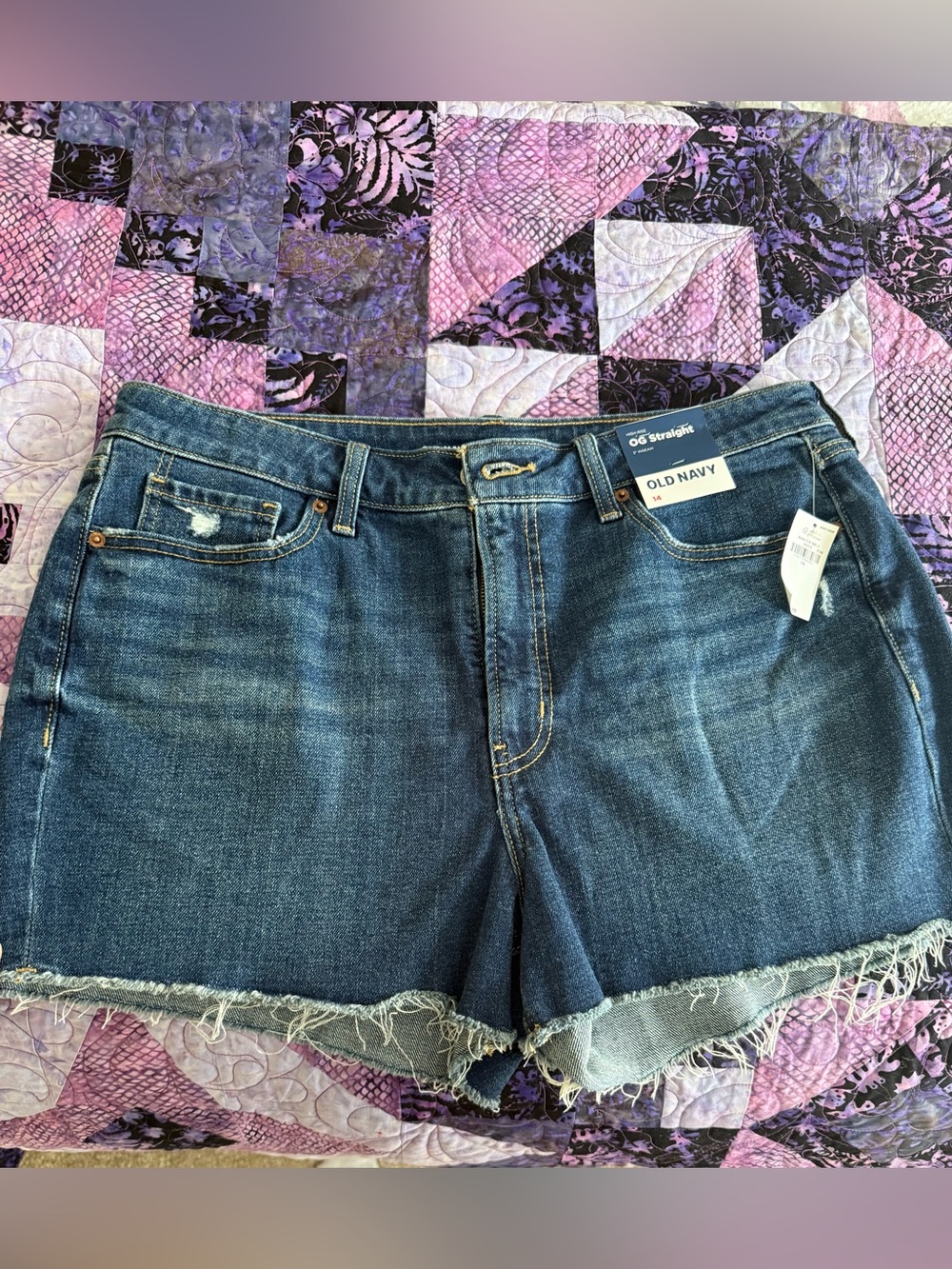 Old Navy Blue Denim Frayed-Hem Jean Shorts